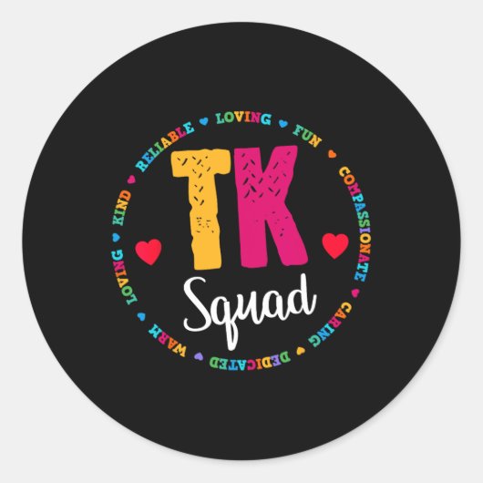 Tk Squad Tee - Übergangs-Kindergarten-Lehrer T Runder Aufkleber (Vorderseite)