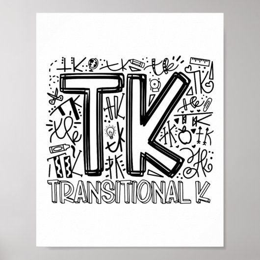 Tk Übergangs-Kindergarten-Typografie Ck Zur Schule Poster (Vorne)