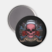 TLC Nurse Skull Magnet (Vorderseite/Rückseite)