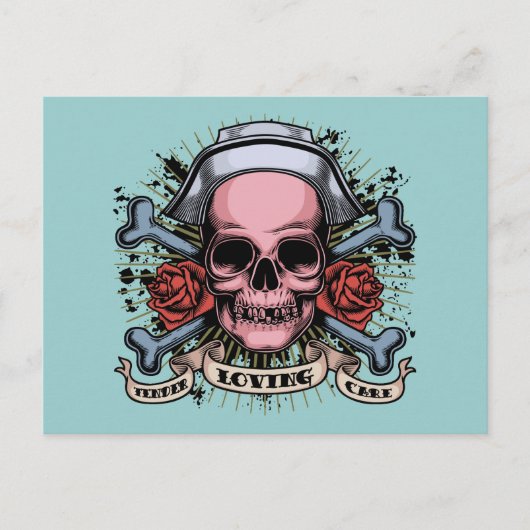 TLC Nurse Skull Postkarte (Vorderseite)