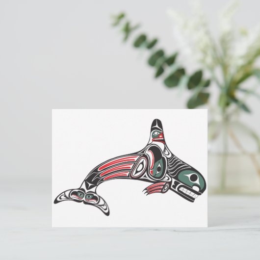 Tlingit Killer Whale & Eagle Postkarte (Stehend Vorderseite)