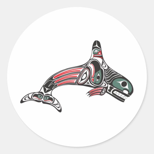 Tlingit Killer Whale & Eagle Runder Aufkleber (Vorderseite)