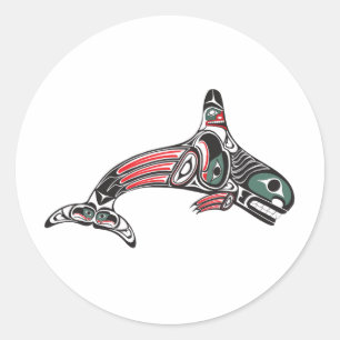 Tlingit-Killerwal u. Eagle Runder Aufkleber