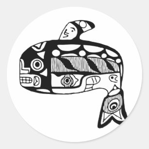 Tlingit-Wal der amerikanischen Ureinwohner Runder Aufkleber