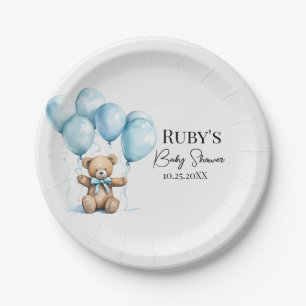 TM Teddybär Blaue Babyparty-Papierteller Pappteller