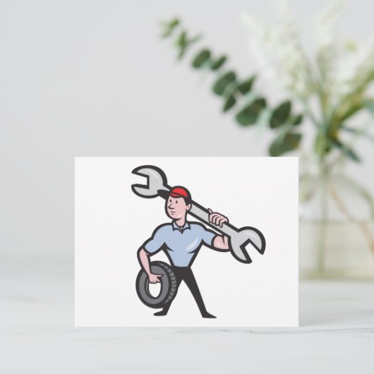 TMDTW HAT MECHANIC MAN WRENCH REPARAIRS BUSINIERT POSTKARTE (Stehend Vorderseite)