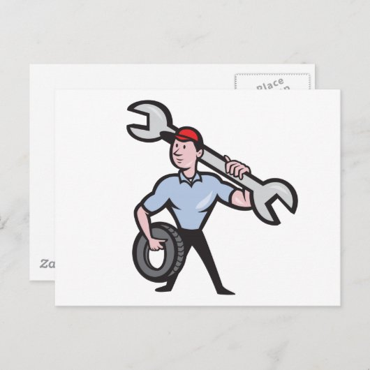 TMDTW HAT MECHANIC MAN WRENCH REPARAIRS BUSINIERT POSTKARTE (Vorne/Hinten)