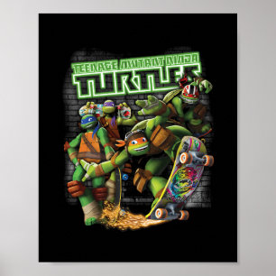 Tmnt Ninjas Neon Skateboardfahren Poster