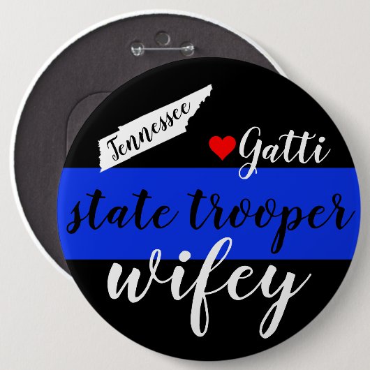 Tn-StaatTrooper Wifey Knopf-Blaue Linie w/Name Button (Vorne & Hinten)
