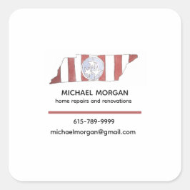 TN state flag business cards Quadratischer Aufkleber