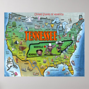 TN USA Map Poster