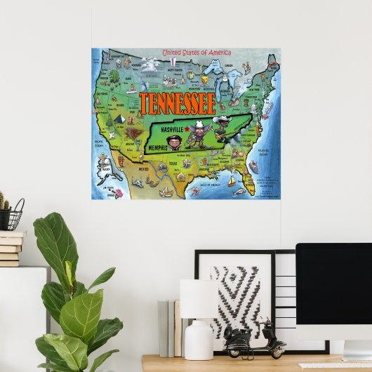 TN USA Map Poster (Heimbüro)