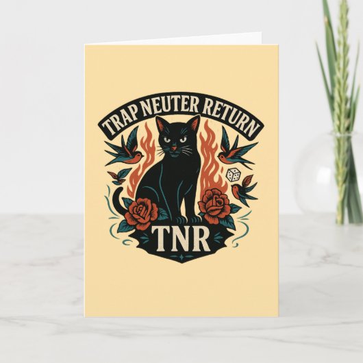 TNR Rockabilly Cat Vintag Tattoo Black Cat Karte (Vorderseite)