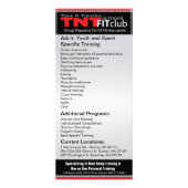 TNT BrautBoot Camp Gestell-Karte Werbekarte (Hinten)