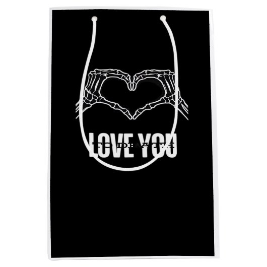 To Death - Skeleton Heart Hands Classic Mittlere Geschenktüte (Vorderseite)