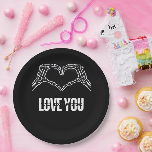 To Death - Skeleton Heart Hands Classic Pappteller (Party)