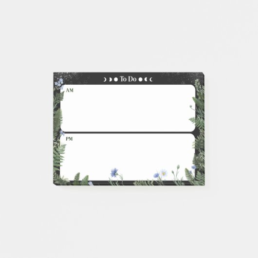 To-Do AM/PM Post-it Notiz - Dunkles Whimsical Desi (Vorderseite)