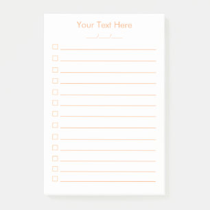 To Do List Custom Post-it® Notes White Orange 4x6 Post-it Klebezettel
