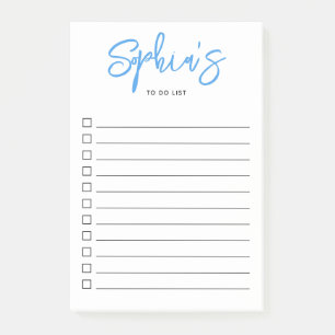 To-Do-Liste Brush Script Blaue Notizen