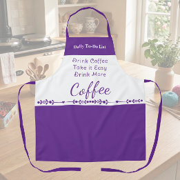 To-Do-Liste für Kaffeeliebhaber weiß lila Schürze