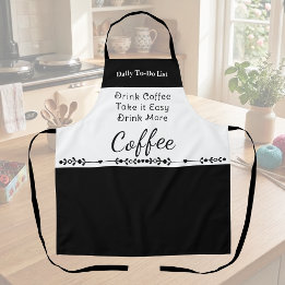 To-Do-Liste für Kaffeeliebhaber weiß schwarz Schürze