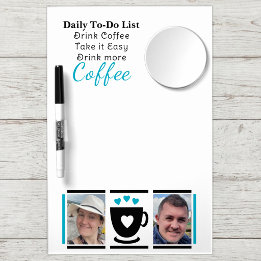 To-Do-Liste Kaffeeliebhaber 2 Foto schwarz blau Trockenlöschtafel Mit Spiegel