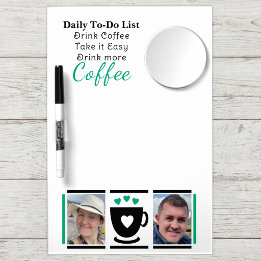 To-Do-Liste Kaffeeliebhaber 2 Foto schwarz grün Trockenlöschtafel Mit Spiegel