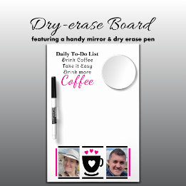 To-Do-Liste Kaffeeliebhaber 2 Foto schwarz pink Trockenlöschtafel Mit Spiegel