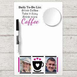 To-Do-Liste Kaffeeliebhaber 2 Foto schwarz pink Trockenlöschtafel Mit Spiegel