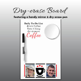 To-Do-Liste Kaffeeliebhaber 2 Foto schwarz rot Trockenlöschtafel Mit Spiegel