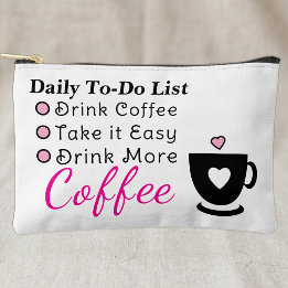 To-Do-Liste Kaffeeliebhaber weiß rosa Zubehörtasche
