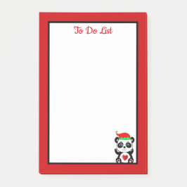 To-Do-Liste Panda-Bär-Elf auf Rot und Weiß Post-it Klebezettel