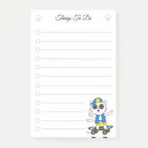To-Do-Liste & süße Post-it-Notizen mit Skater-Katz Post-it Klebezettel
