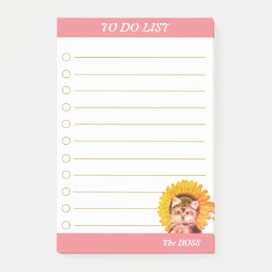 To-Do-Liste & Süßer Hund mit Sonnenblume Post-it Klebezettel