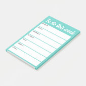 To do this week aqua blue weekly planner post-it klebezettel (angewinkelt)