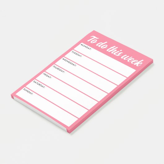 To do this week pink weekly planner post-it klebezettel (angewinkelt)