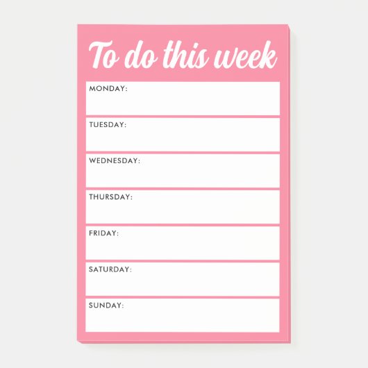To do this week pink weekly planner post-it klebezettel (Vorderseite)