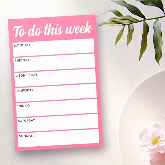 To do this week pink weekly planner post-it klebezettel