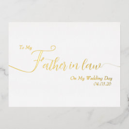 To Father In Law On My Wedding Day Elegant Script Folien Feiertagspostkarte