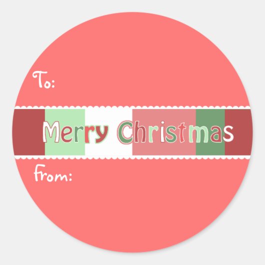 "To" & "From Christmas Sticker" Sie wählen Farbe Runder Aufkleber (Vorderseite)