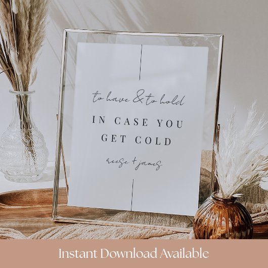 “To Have and To Hold” 8x10 Wedding Blanket Sign Poster