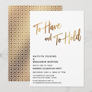 To Have and To Hold Moderne Goldene Hochzeit Einladung