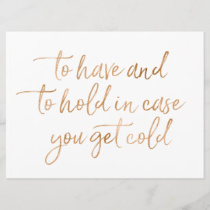 To Have & to hold rose gold Hochzeitsdecken Schild Einladung