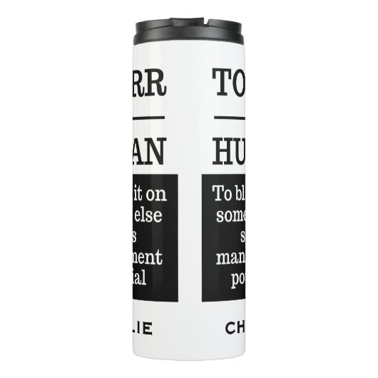 "To irr is human" individuelle Name tumbler Thermosbecher (Rückseite)