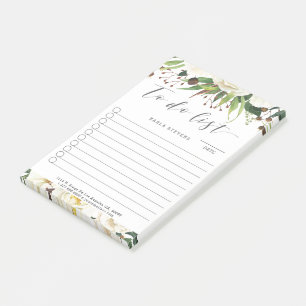 To List modern typografisch white roses border P Post-it Klebezettel
