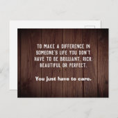 To make a difference in someone's life wood postkarte (Vorne/Hinten)