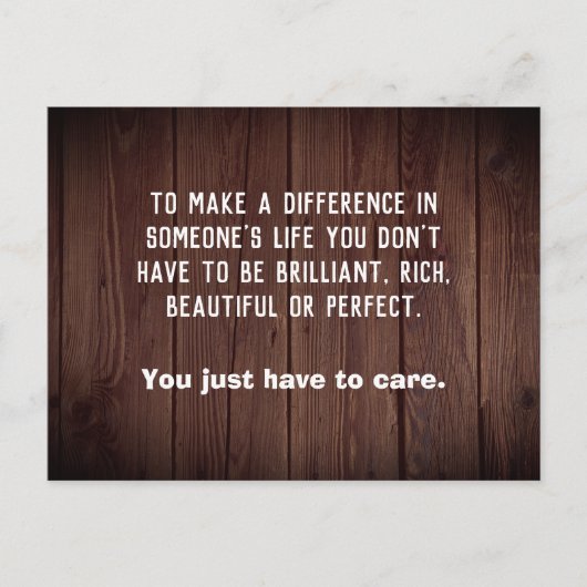 To make a difference in someone's life wood postkarte (Vorderseite)