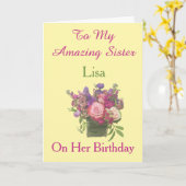 TO MY AMAZING SISTER BIRTHDAY CARD KARTE (Gelbe Blume)