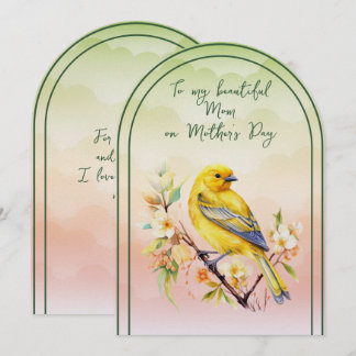 To My Beautiful Mom on Mother's Day Goldfinch Feiertagskarte