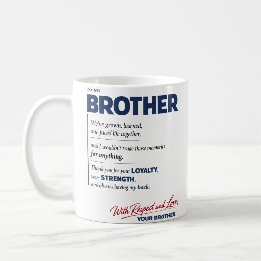 To My Brother: Loyalty, Strength & Love Quote Kaffeetasse (Links)